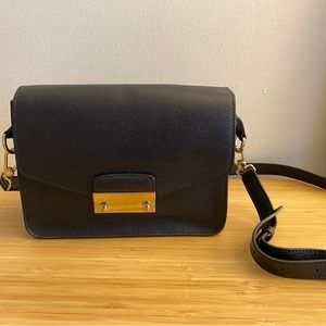 Furla box bag black leather elegant
